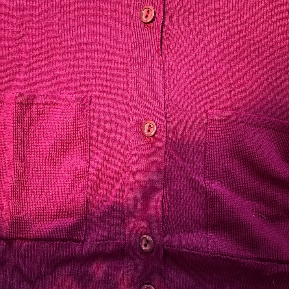 Windsor 100% virgin wool Deep Berry Cardigan woman’s size medium pure new wool - Picture 3 of 3